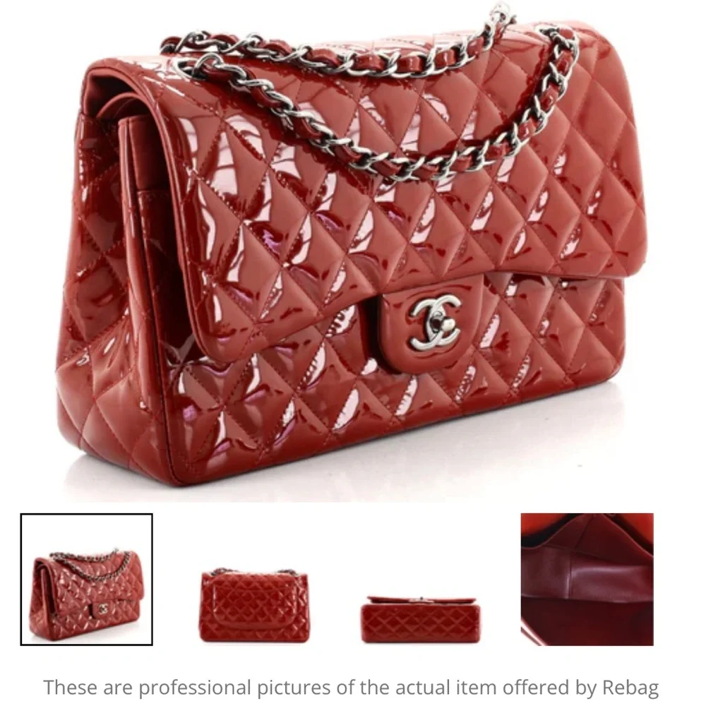 Classic Double Flap Bag Quilted Patent Jumbo / deep red - Picture 2 of 3
